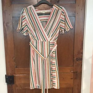 Monteau Striped V-Neck Dress